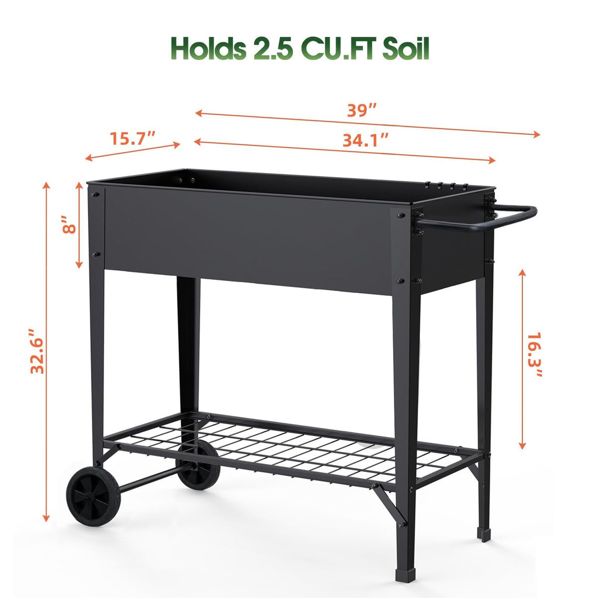 Highpro planter box close-up showing planting area and depth for crops