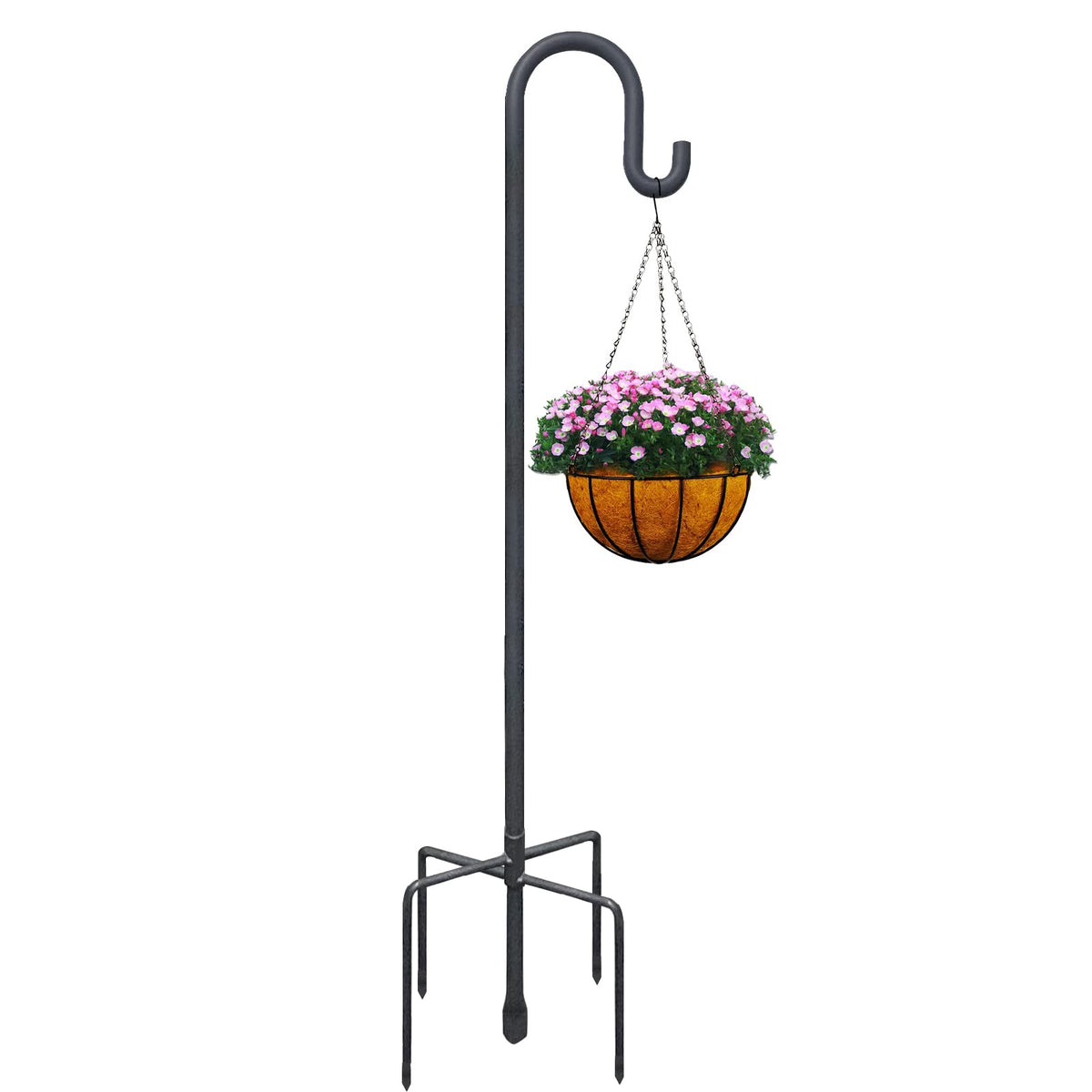 Highpro shepherds hook outdoor pole for durable garden displays