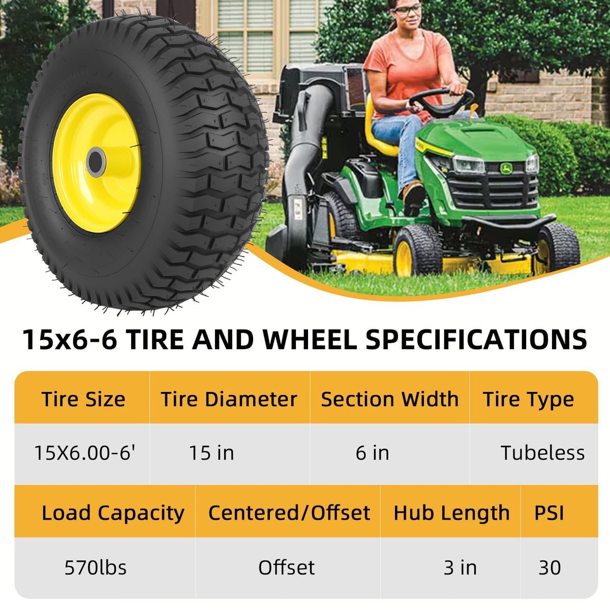 Hightall tire supports heavy loads up to 570 pounds for stability.