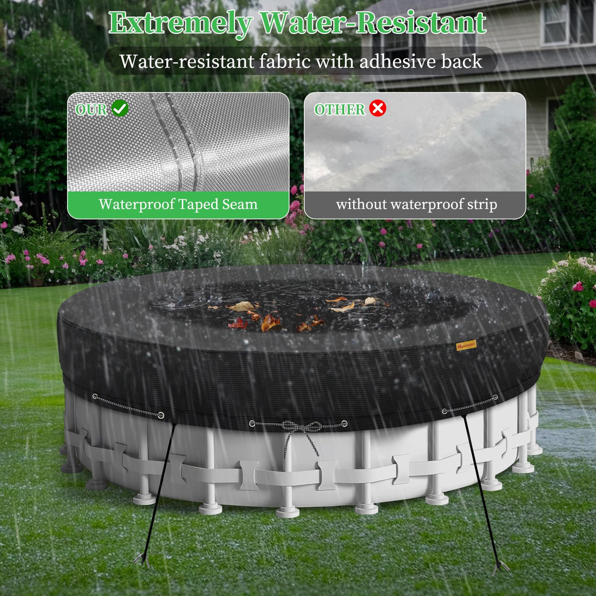 HIGHTQURO 12ft round pool cover fits above-ground pools for versatile use.