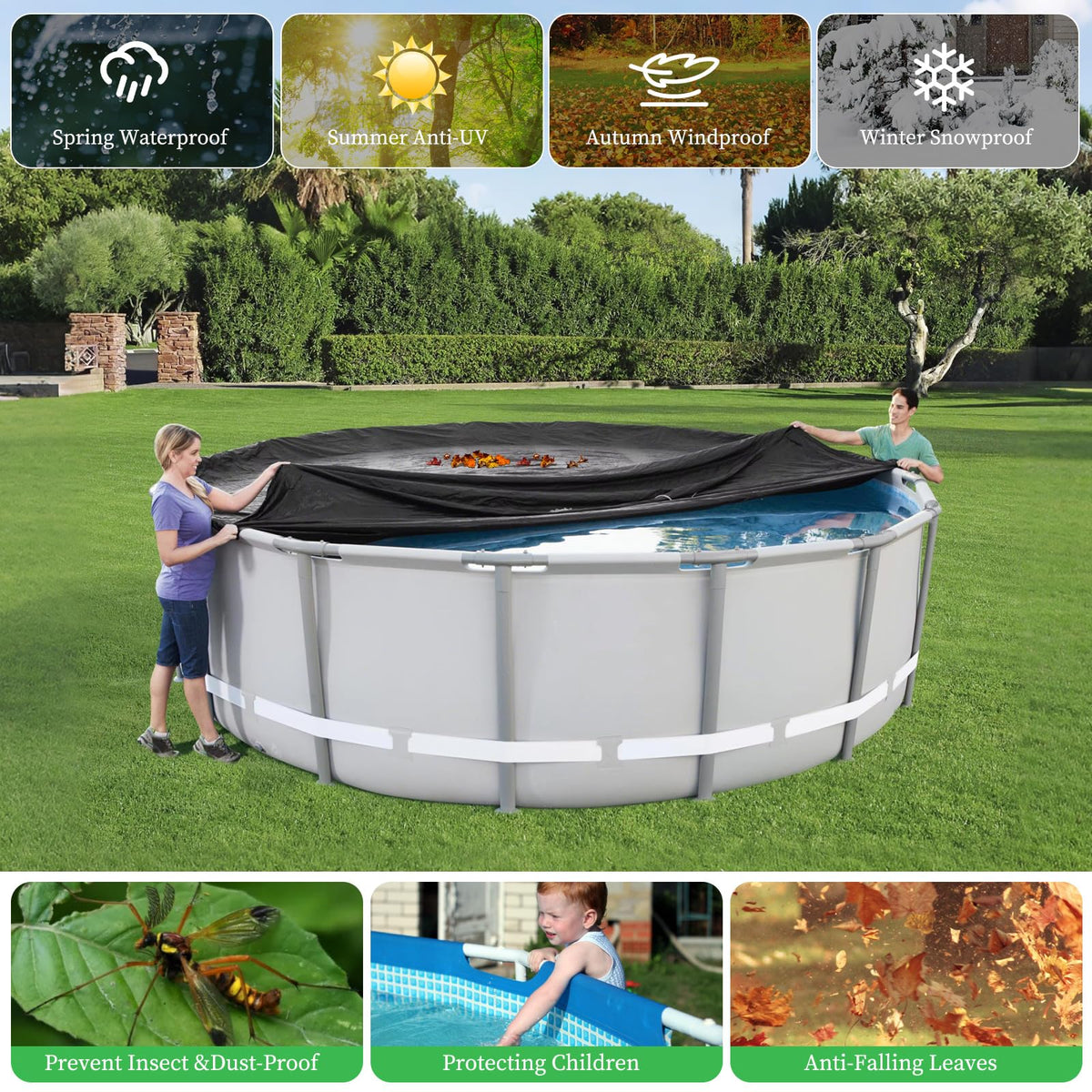 HIGHTQURO weather-proof dust-seal emphasizes protection from rain and leaves.