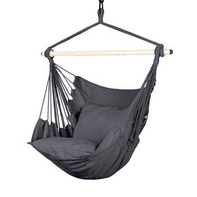 Highwild hammock chair grey in garden setup for outdoor relaxation