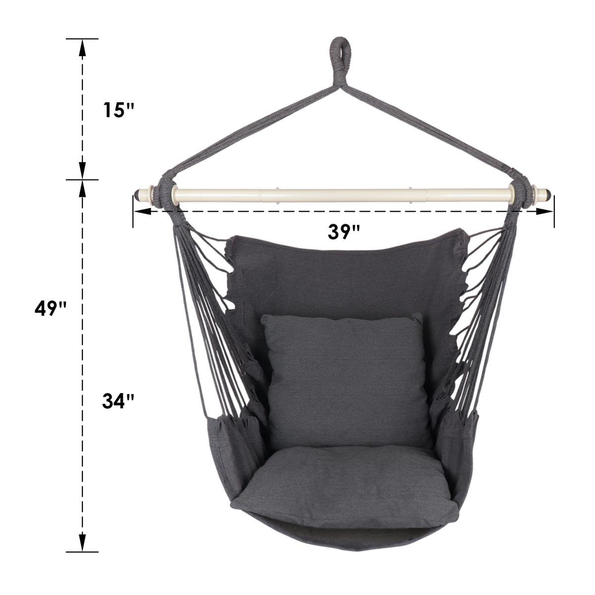 Two cushion set included for cozy support