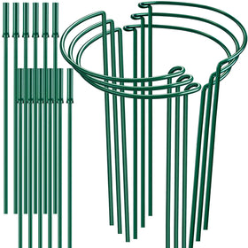 HiGift 6-pack half-round stake supports tall peonies in a sunny garden.