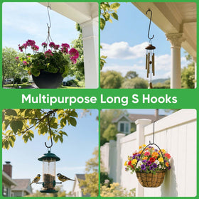 HiGift 8-pack 12-inch S hooks in black.