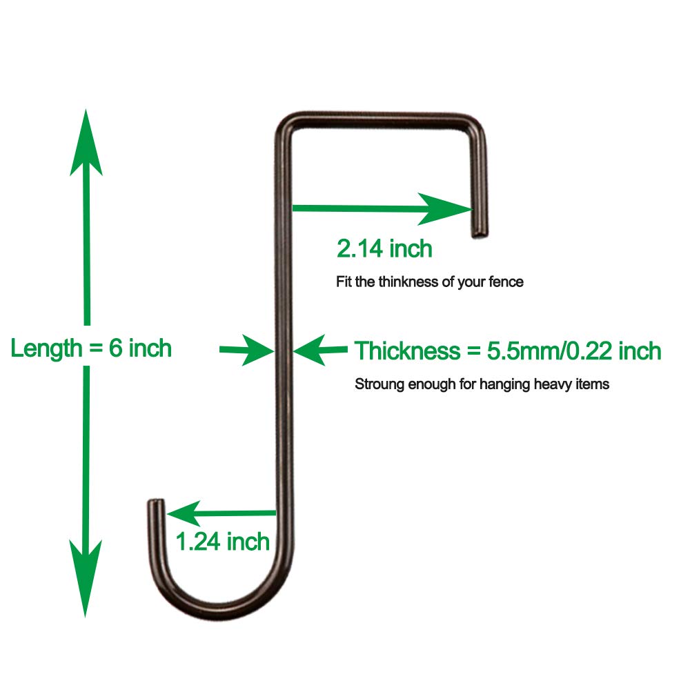 HiGift brown powder-coated steel fence hook close-up for outdoor resilience.