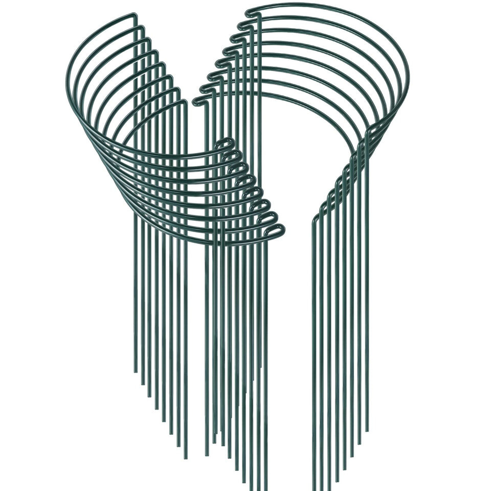 HiGift half-round stake assembly supports tall plants with adjustable spacing