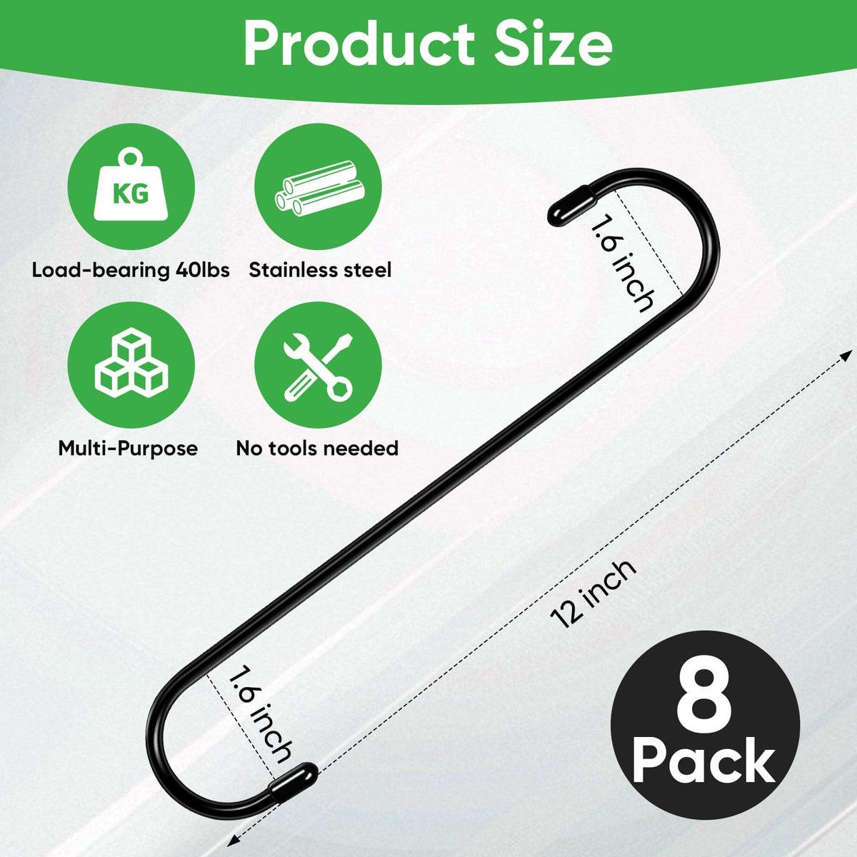 HiGift S hooks with rubber caps prevent scratches on clothing.