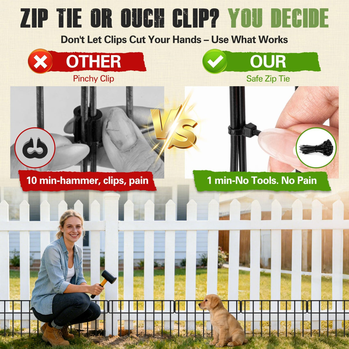HIHADUUM animal barrier fence flexible-shape adapts to straight, L, or O layouts.