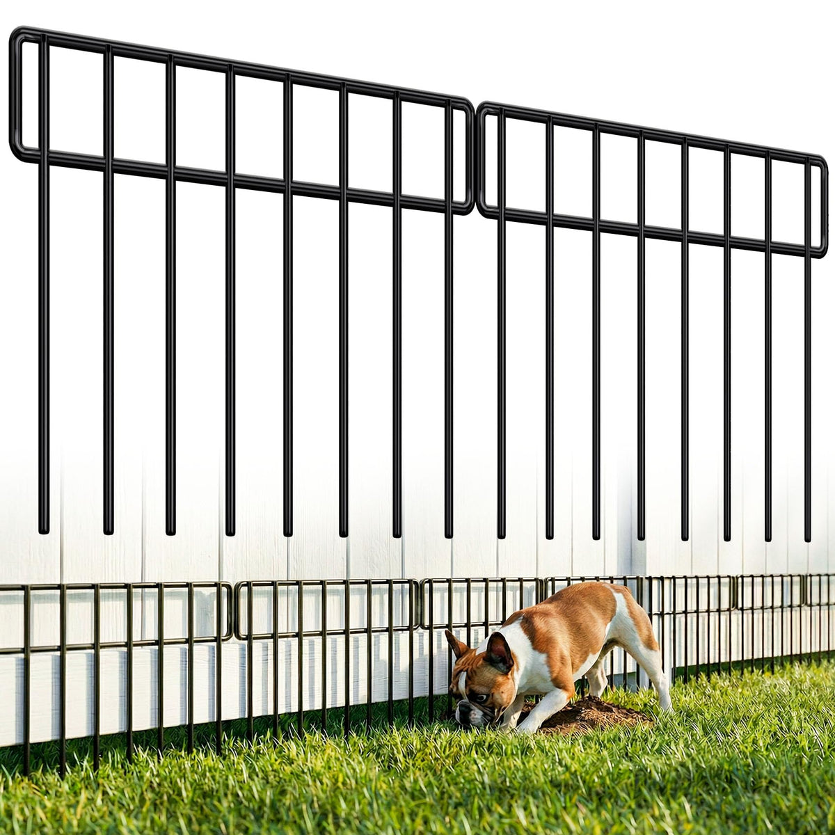 HIHADUUM animal barrier fence panels arranged along a 30 ft perimeter to deter small diggers