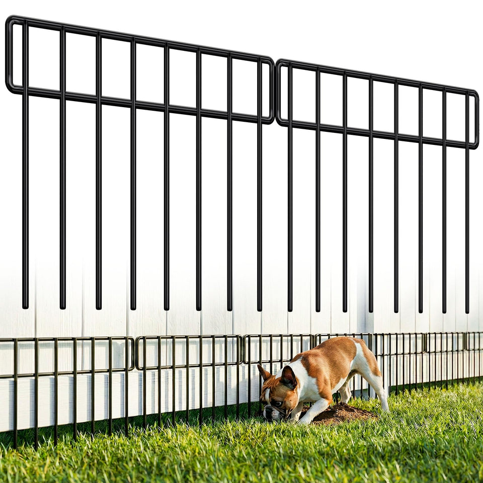 HIHADUUM animal barrier fence panels arranged along a 30 ft perimeter to deter small diggers