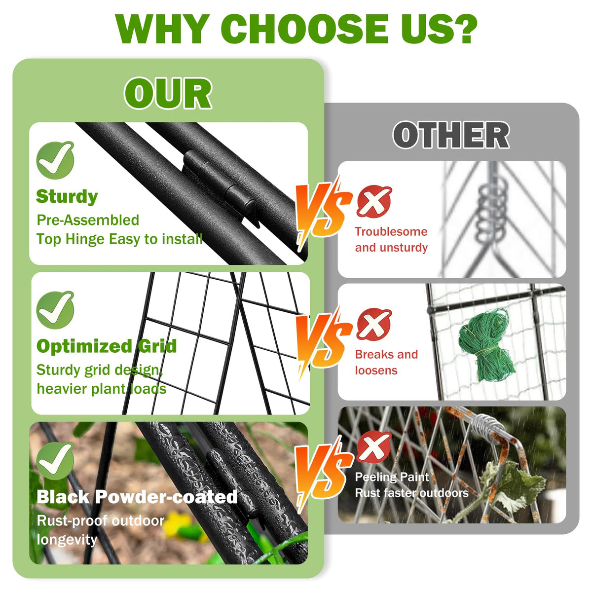 HIHADUUM grapes-vine-support enables vertical growing for grapes and climbers.