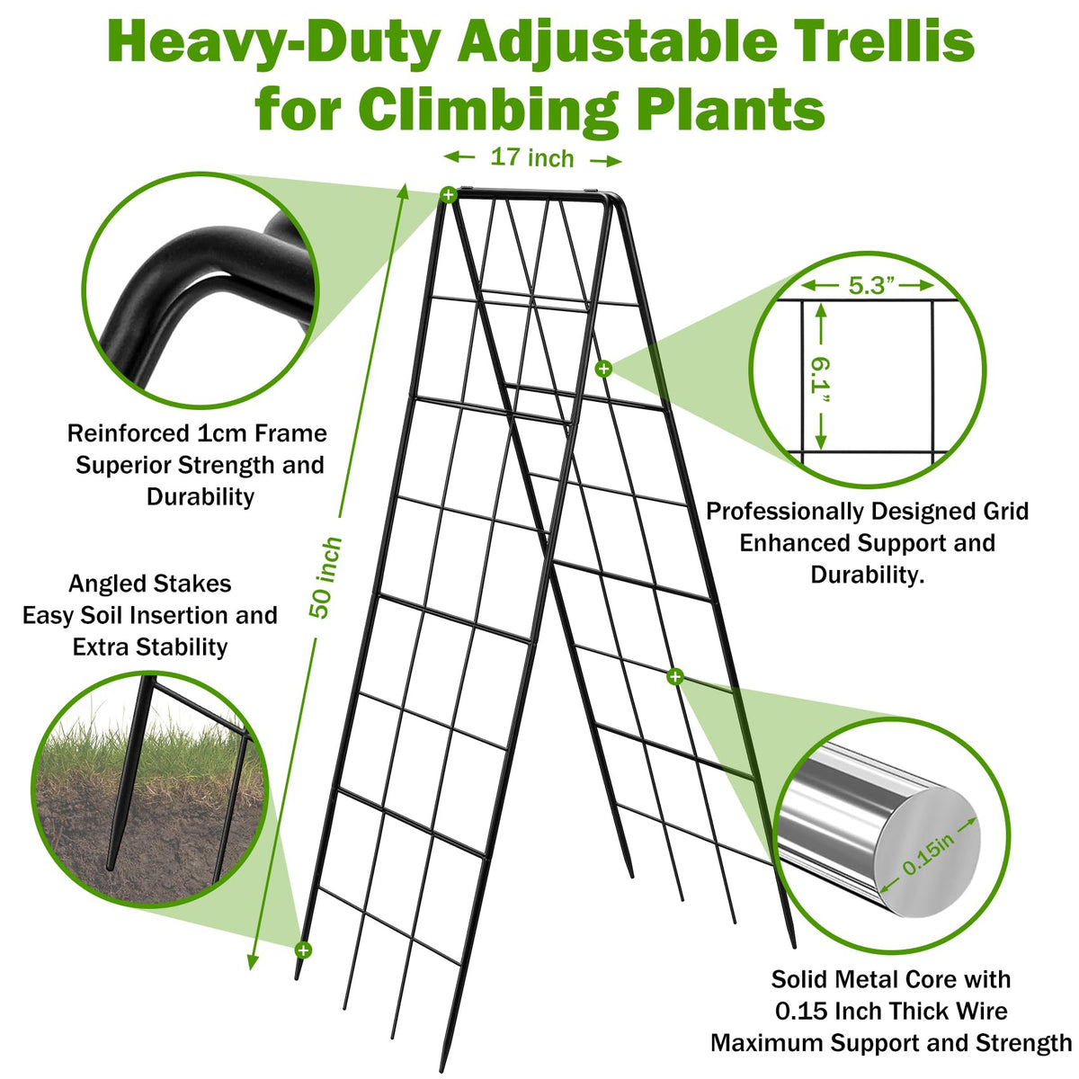 HIHADUUM heavy-duty metal trellis ready for quick setup and reliable support.