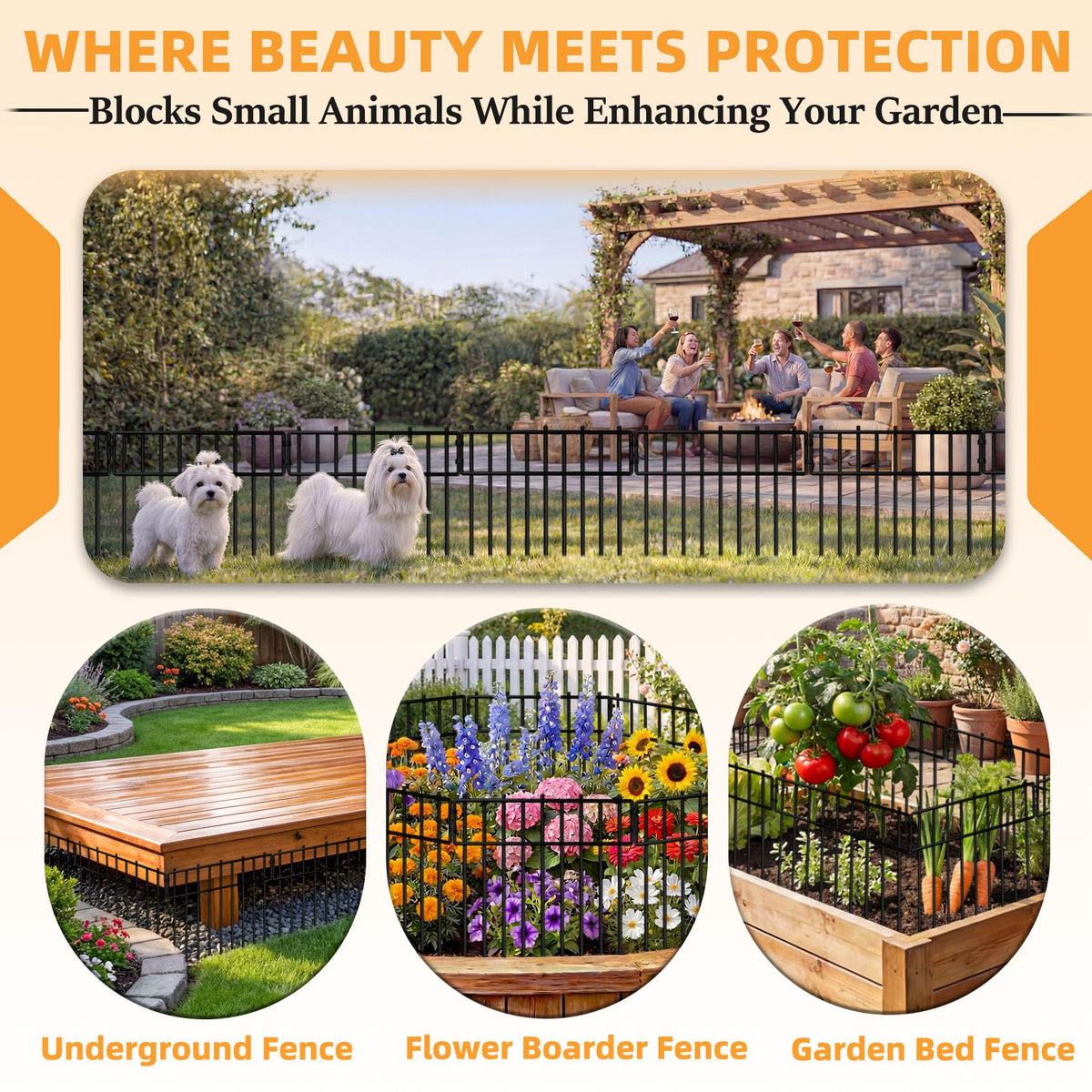 HIHADUUM outdoor garden fence blends with existing dog fences