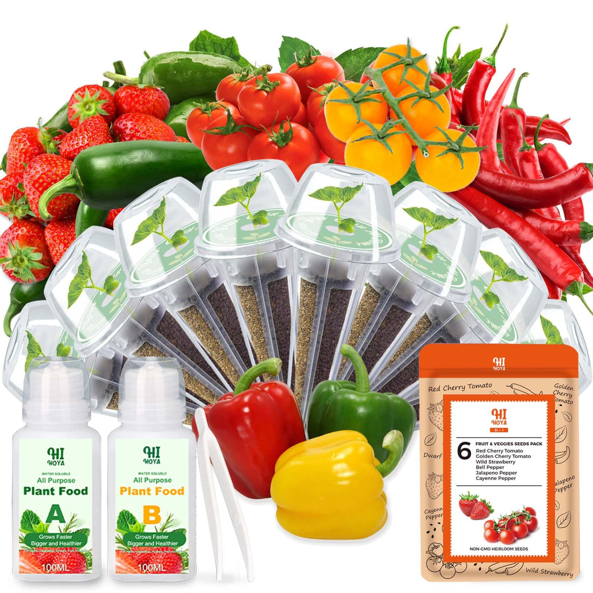 HiHOYA 8-pack seed pod kit with grow sponges supports steady hydroponic germination.