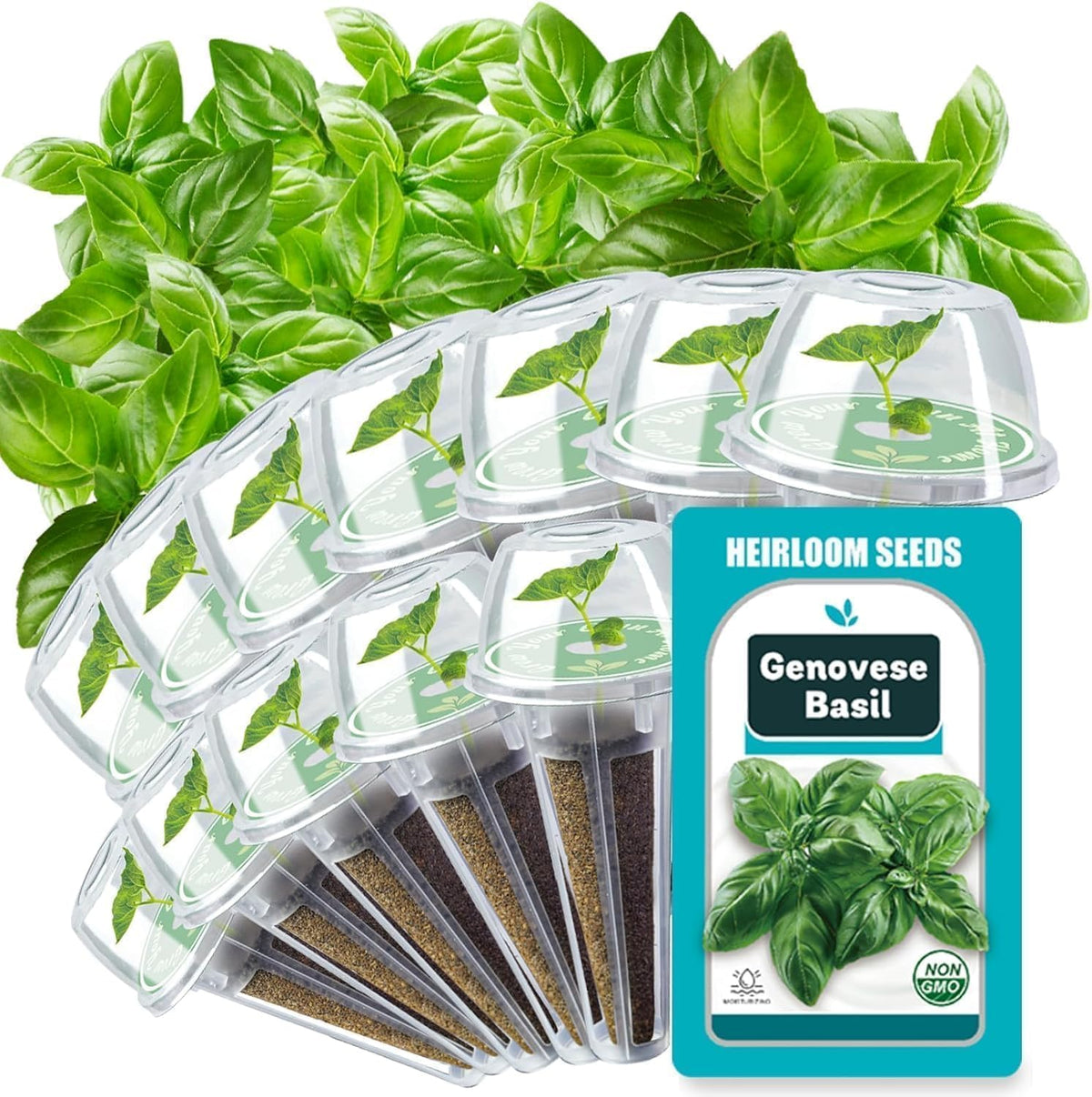 HiHOYA basil seed pods for AeroGarden refill compatible with major hydroponic systems.
