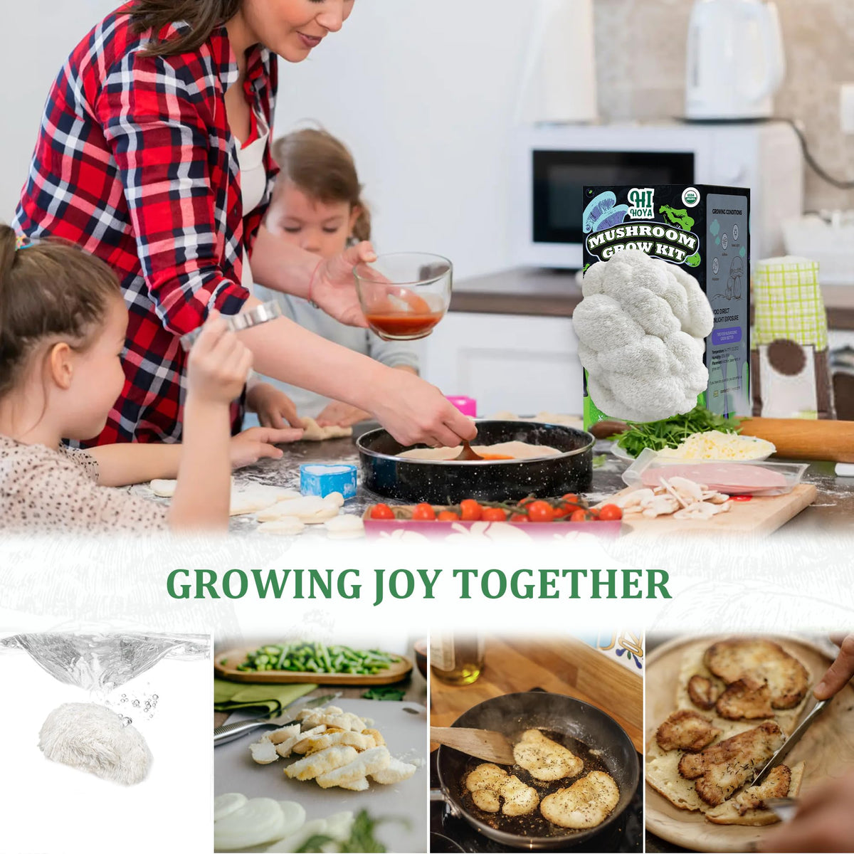 HiHOYA organic mushroom kit box arrives ready to start your indoor grow.