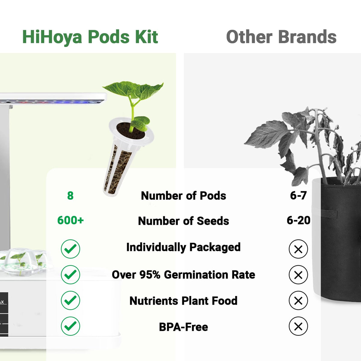 HiHOYA A&B plant food nourishes herbs through germination and growth