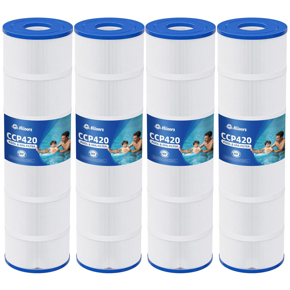 Hiioors CCP420 four-pack pool filter cartridges for quick, reliable replacement and clear water