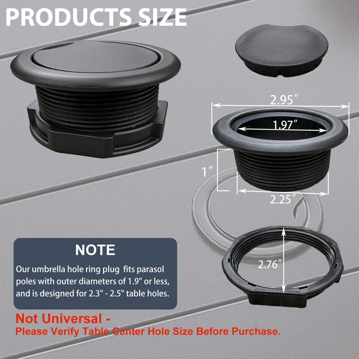 Close-up of HIJOYPAL cap sealing the hole to prevent items slipping through
