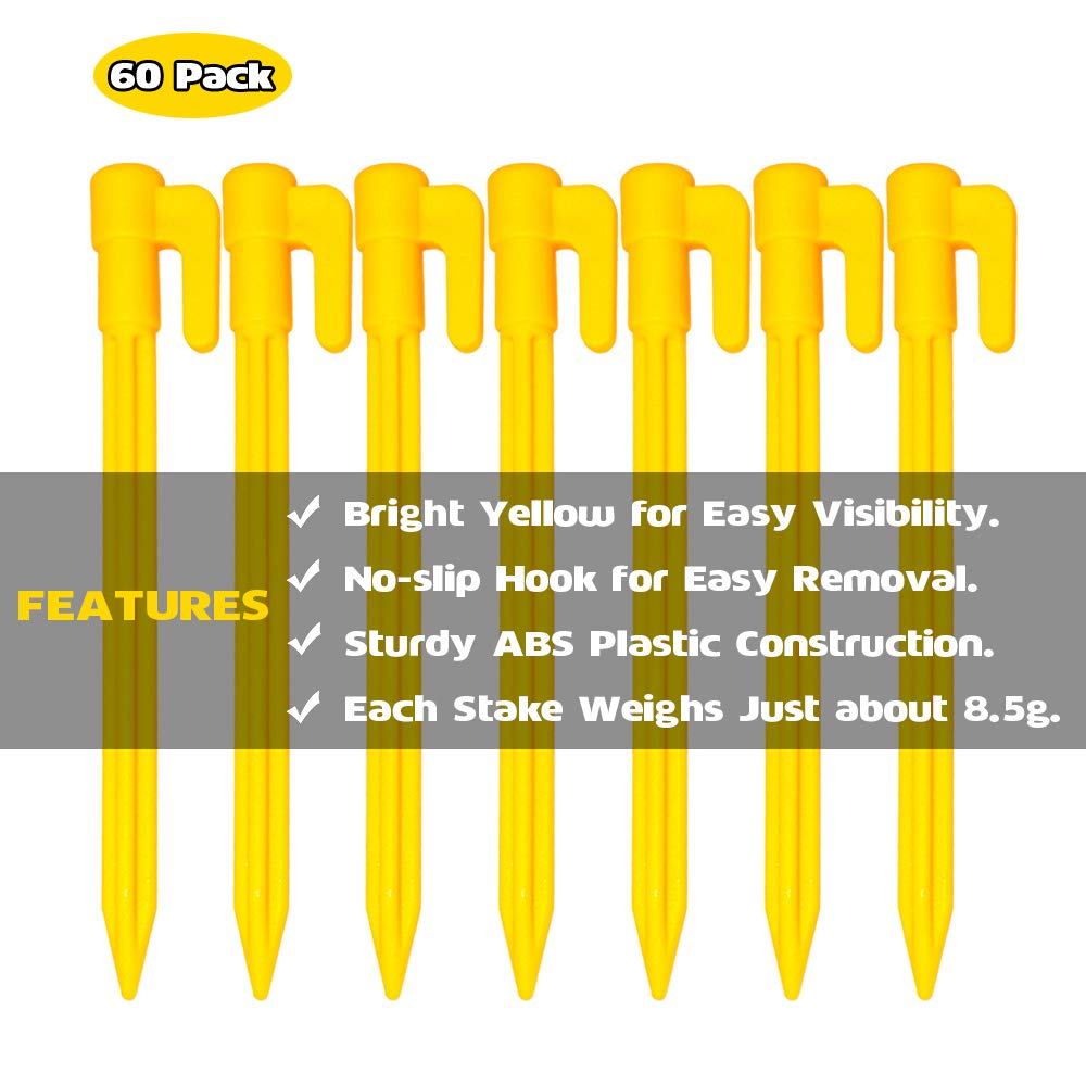 Hikemax plastic stakes for garden netting, bright yellow and easy removal