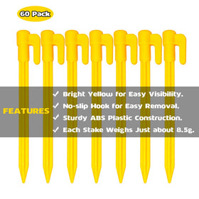 Hikemax plastic stakes for garden netting, bright yellow and easy removal