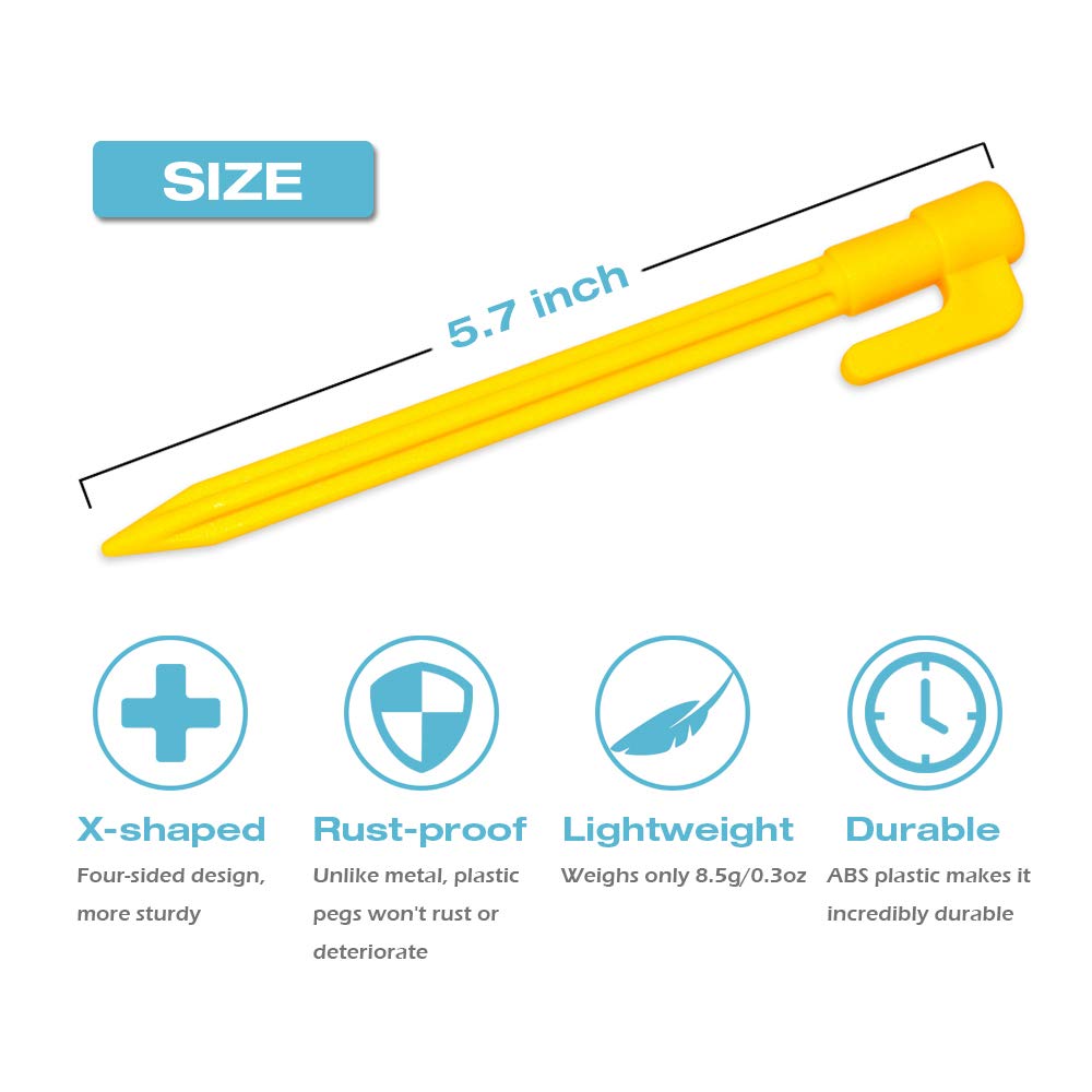 Hikemax camping stakes in yellow increase site visibility during setup