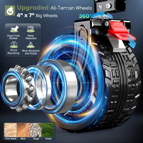 Hikemoon all-terrain wheels (7x4) roll smoothly across surfaces.