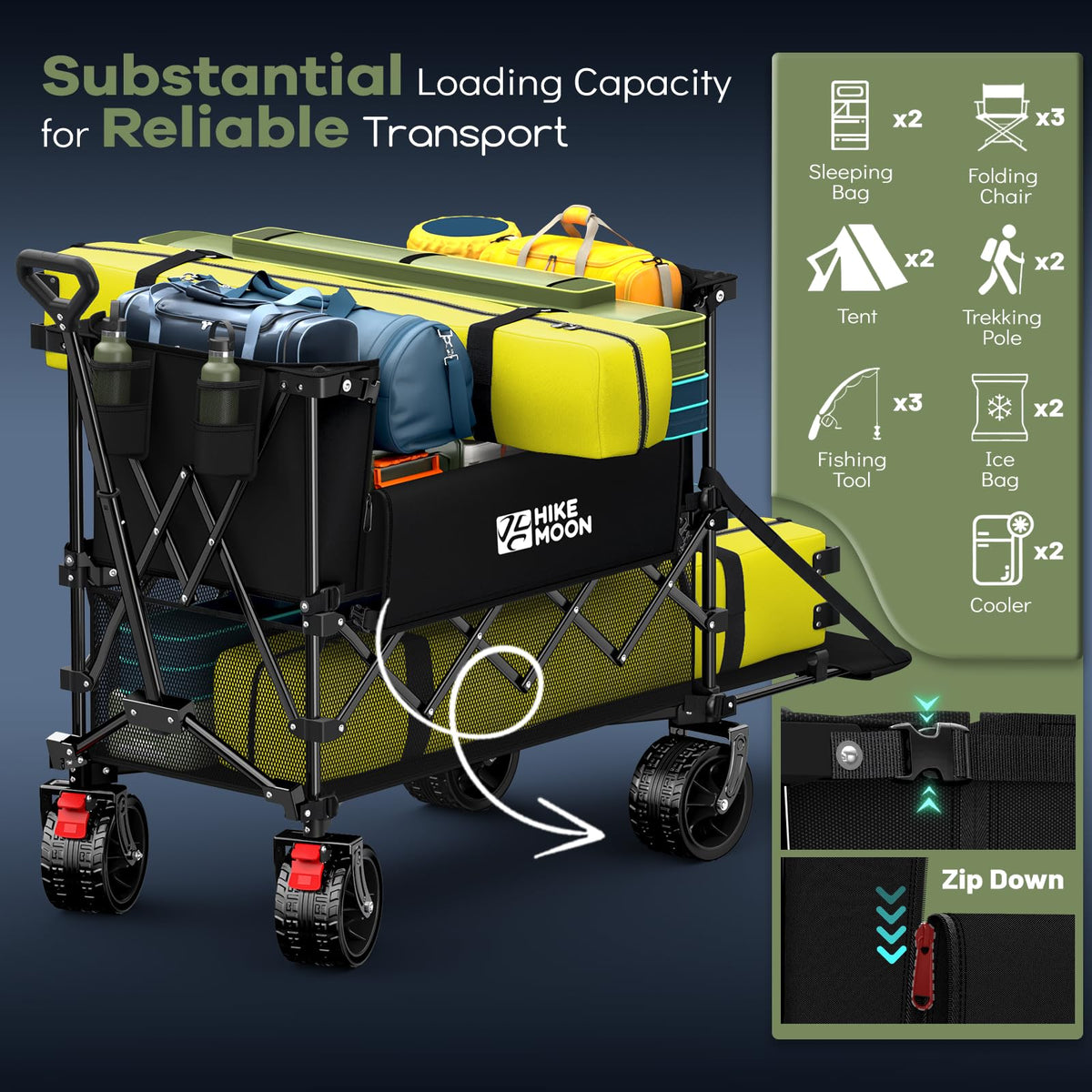 Hikemoon compact folded storage with warranty and support access.
