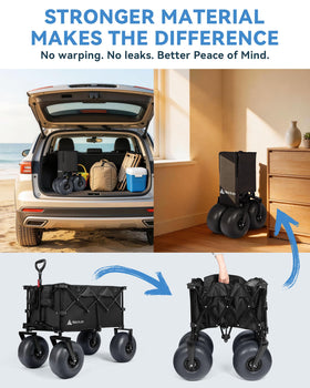 360-degree steering handle on Hikenture Beach Wagon for easy maneuverability