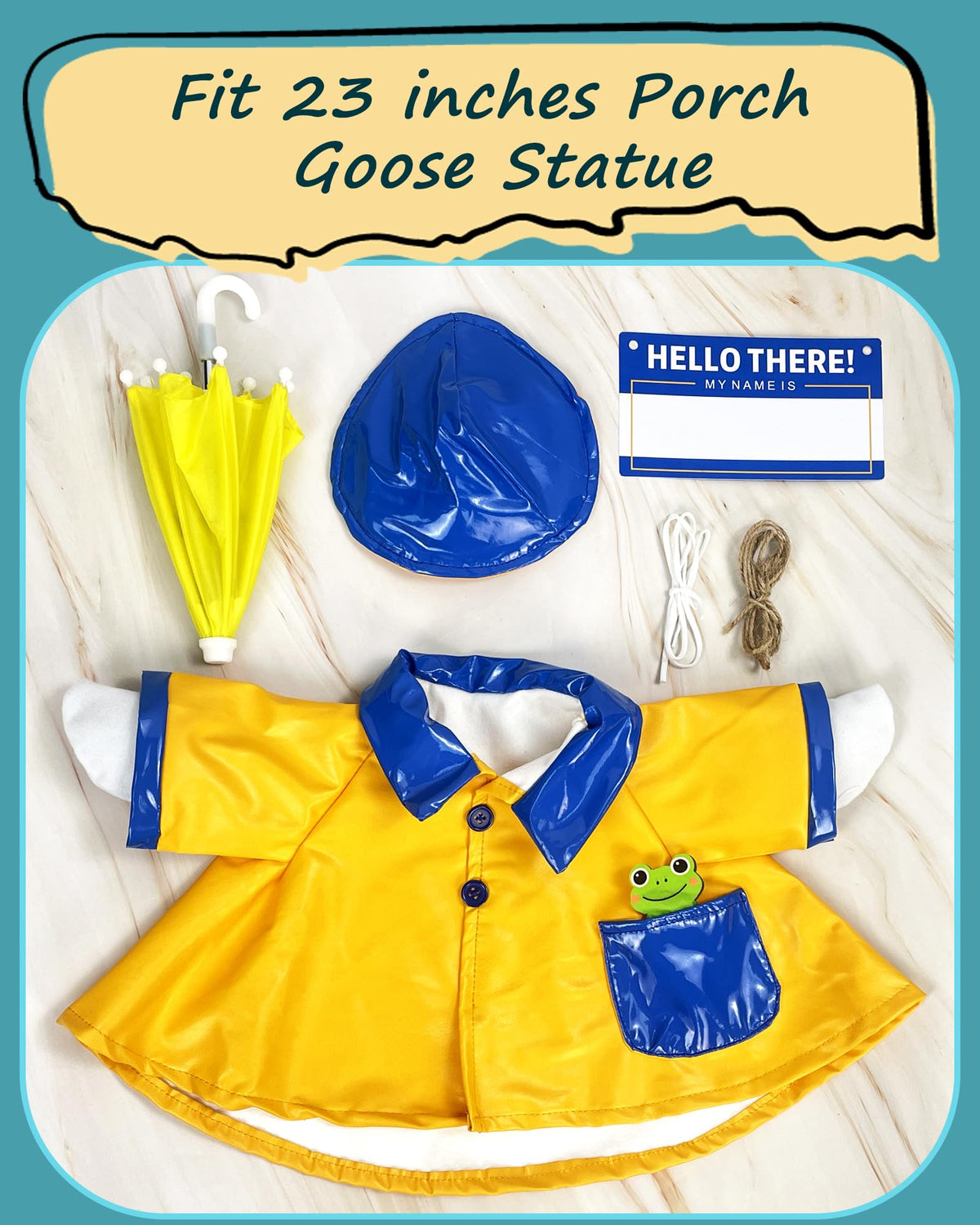 Ropes and pins stabilize accessories for a durable outdoor display.
