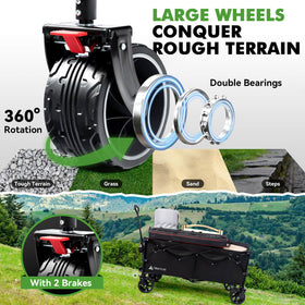Hikenture wagon 360-handle-maneuverability makes steering through aisles effortless.