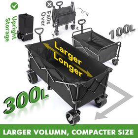 Hikenture wagon heavy-duty wheels provide stable transport on sand, gravel, and slopes.