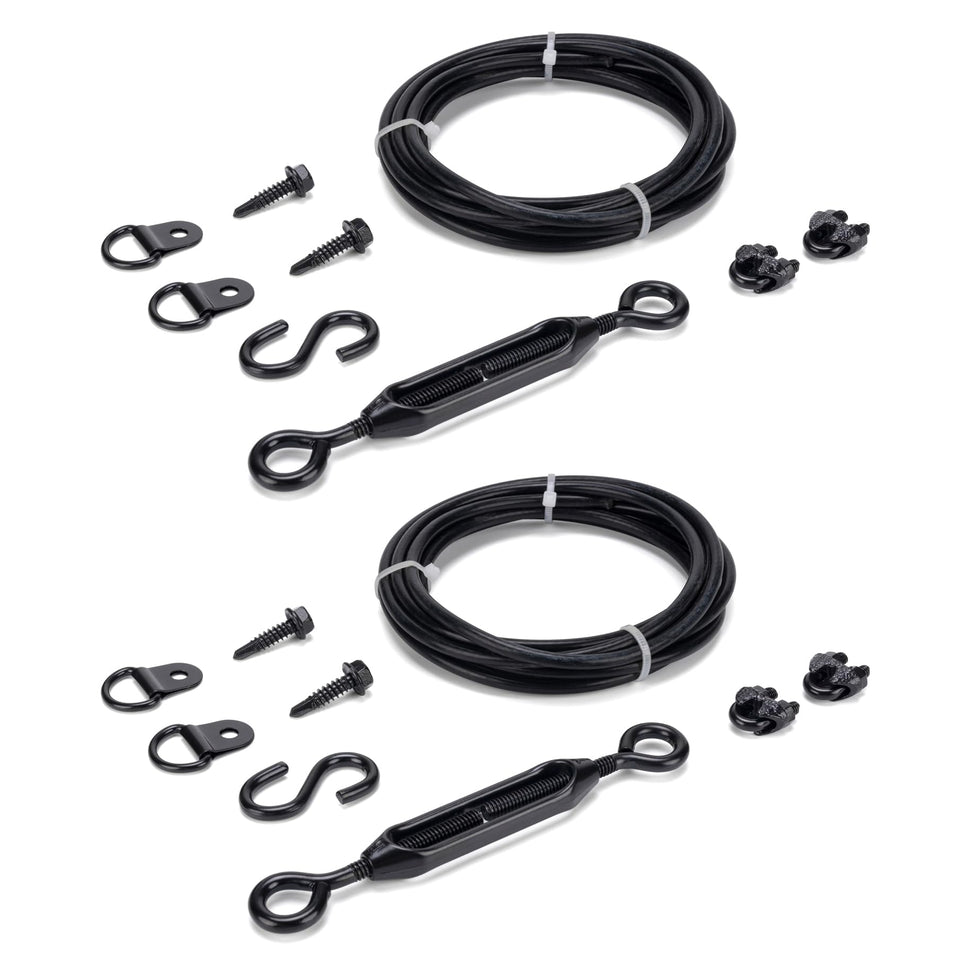 Hillmaster anti-sag gate kit with vinyl-wrapped cable prevents gate sag on outdoor fences.