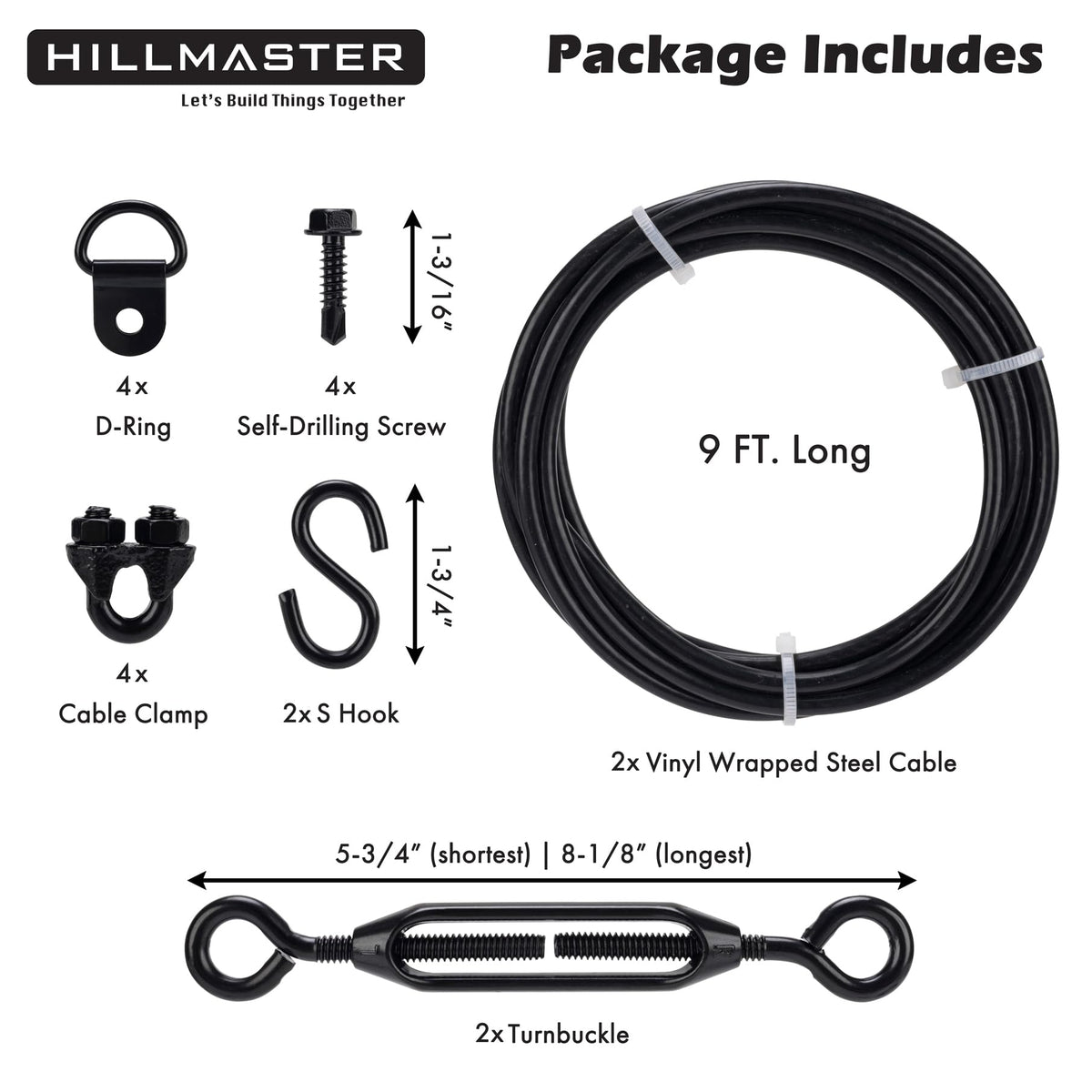 Hillmaster ready-to-use kit for fence support and anti-sag when mounting gates.
