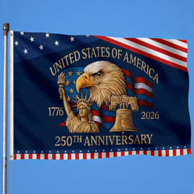 Hillsuren 250th Anniversary Flag with double-sided printing for clear visibility from both sides.
