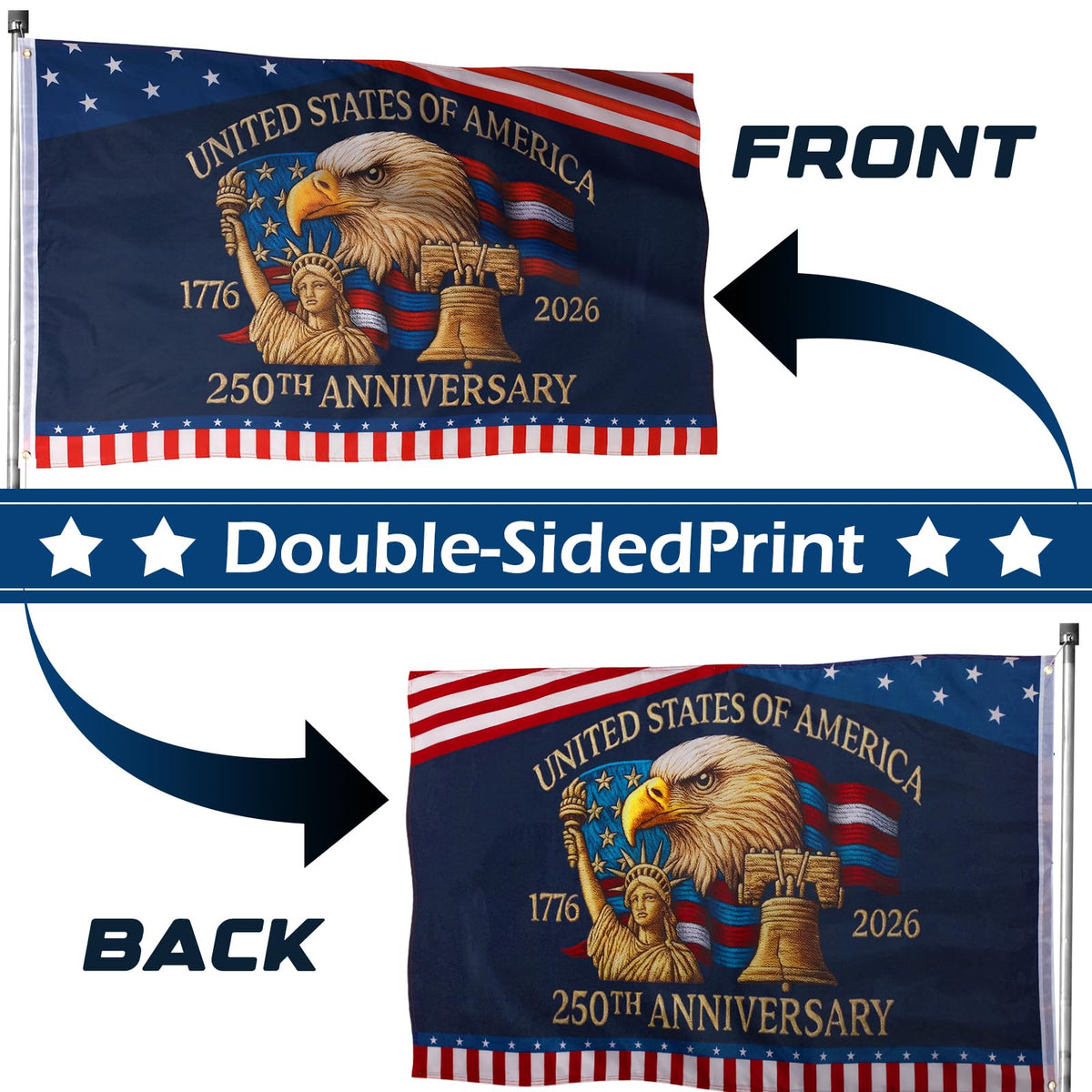 Hillsuren patriotic garden banner designed for all weather durability in yards.