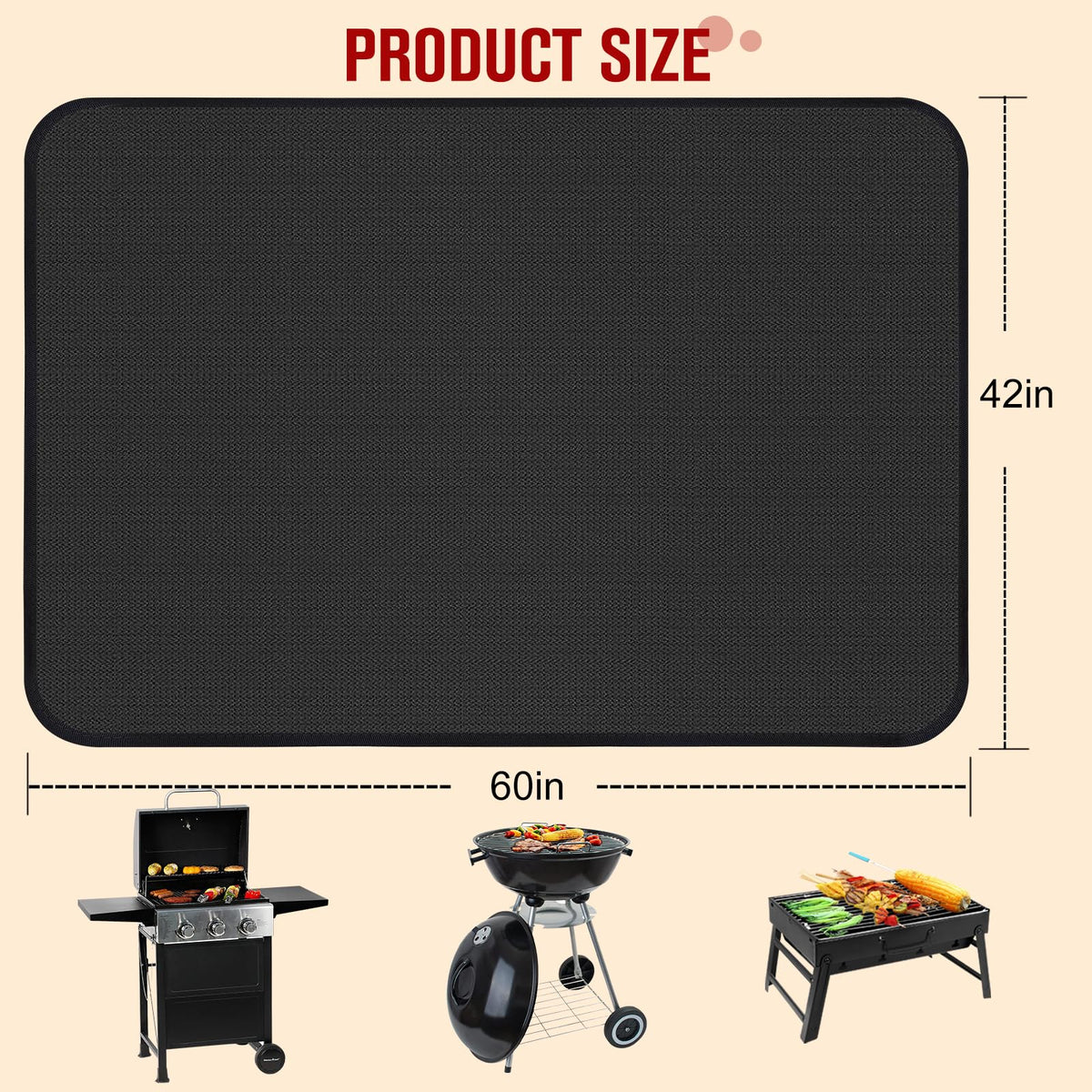 Himake bbq mat with durable edges and stitching protects surfaces.