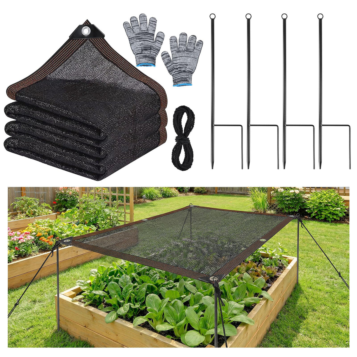 Himake garden shade cloth blocks 70% of UV rays while remaining breathable.
