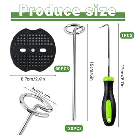 Himake pick hook shown for easy removal of stakes from soil.