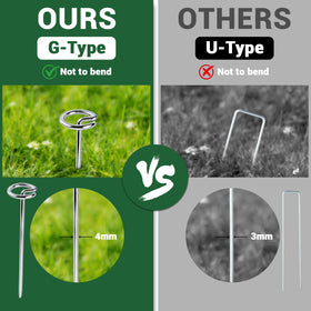 Himake rust-resistant 8-gauge steel landscape pins withstand outdoor weather.