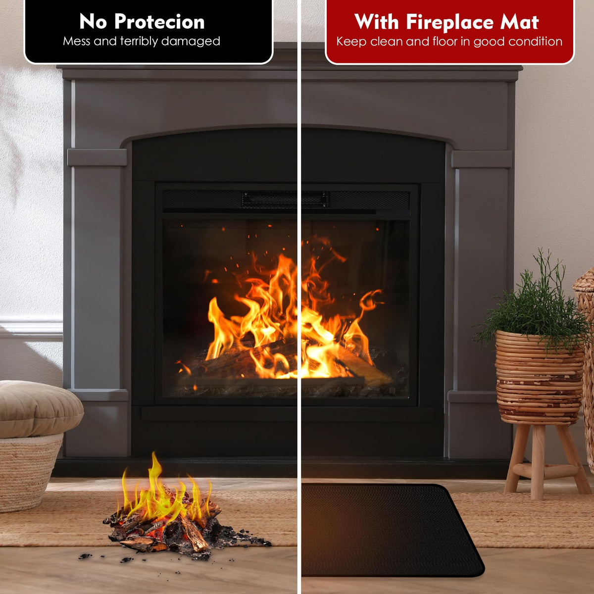 Himake under grill mat provides deck protection against heat and spills.