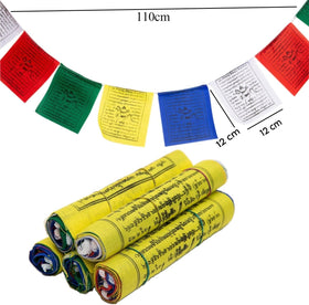 HIMALAYAN BAZAAR Tibetan Prayer Flags 12cm colorful flags collection showcases harmony and versatile display.