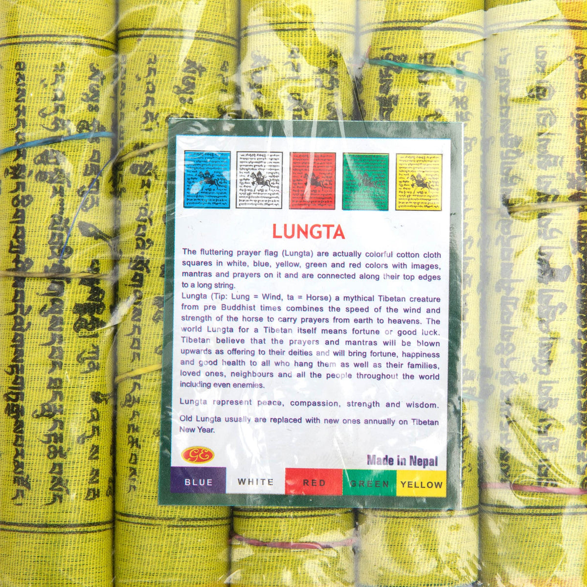 HIMALAYAN BAZAAR Tibetan Prayer Flags 12cm white flags offer clean contrast and serene focal points.
