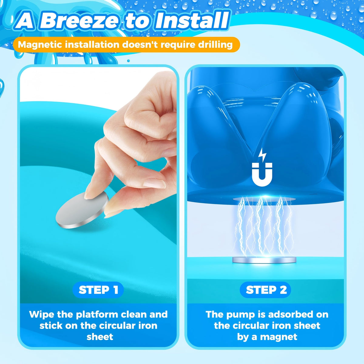 Hinastar water table pump no-drill-installation offers tool-free setup without table damage.