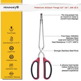 Hinmay 16inch tongs offer extra reach for grilling and serving outdoors.