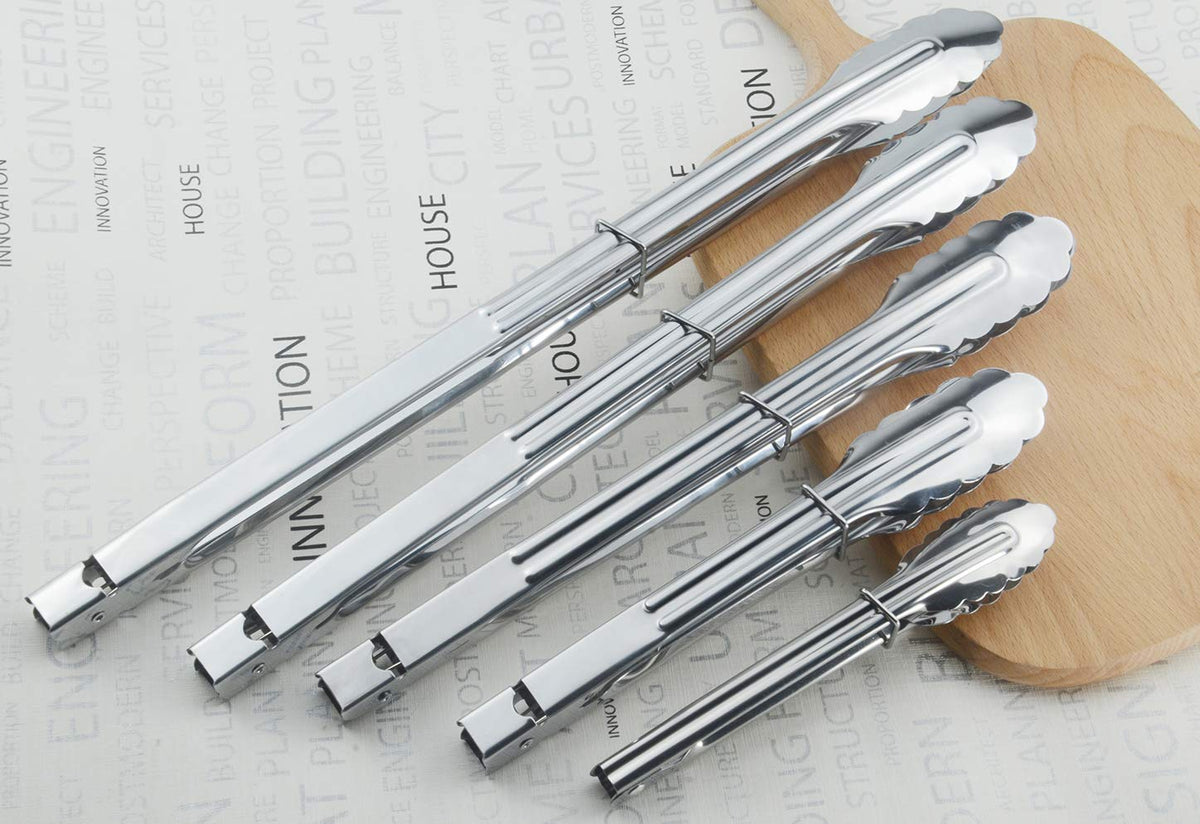 HINMAY easy-clean polished stainless steel tongs for quick maintenance