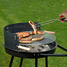HINMAY 16-inch tongs shown for outdoor grilling and camping use