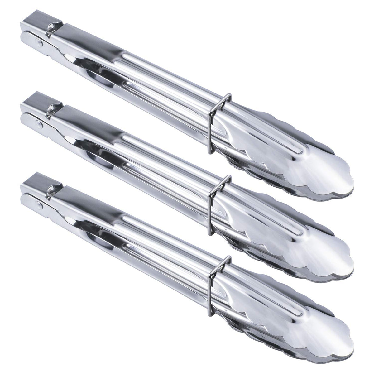 HINMAY stainless steel serving tongs 9-inch with durable grip for salads and appetizers