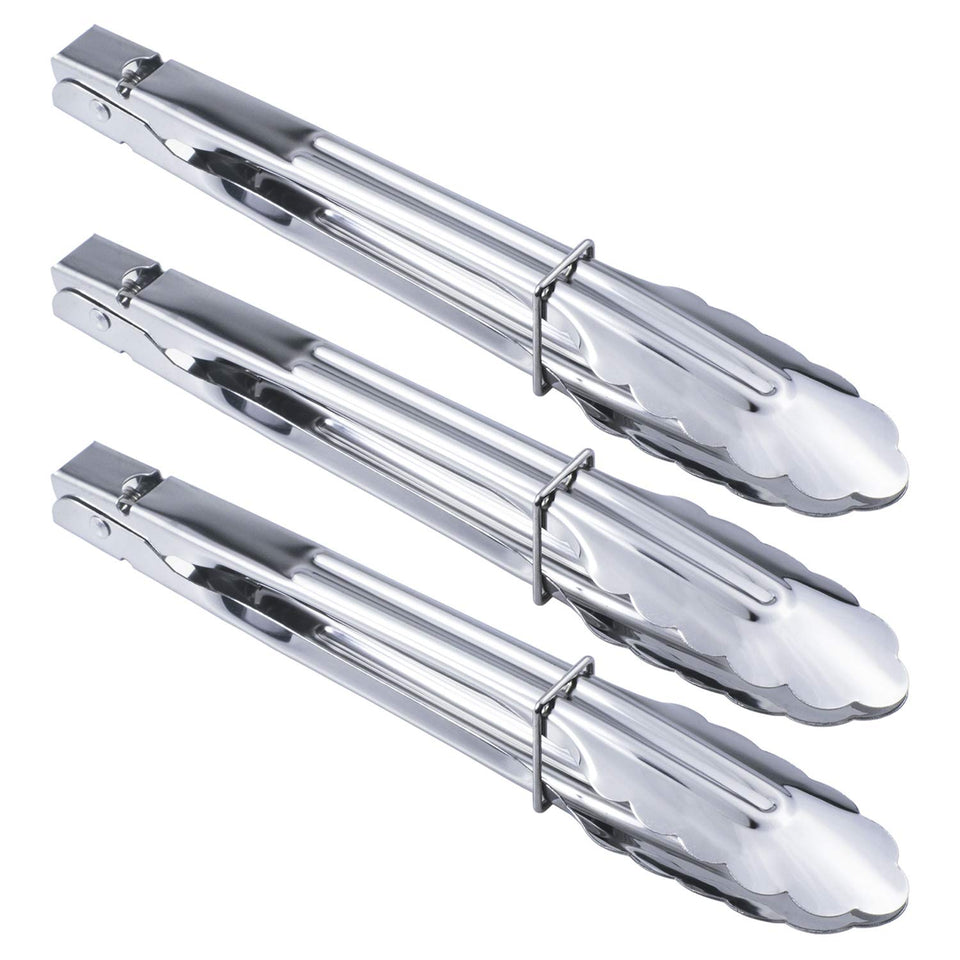 HINMAY stainless steel serving tongs 9-inch with durable grip for salads and appetizers